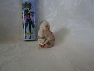 Vintage Chinese Porcelain Miniature 3.  5 cm.  Family Rose figures of Buddha 2
