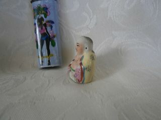 Vintage Chinese Porcelain Miniature 3.  5 cm.  Family Rose figures of Buddha 3
