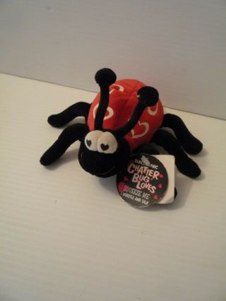 Electronic Chatter Lady Bug Plush Talks & Whistle Red Black With Tags