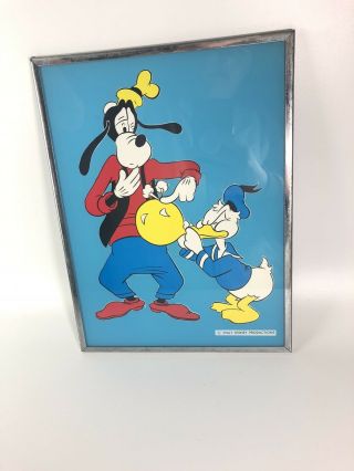 Vintage Walt Disney Productions Donald Duck Blowing Up A Balloon And Goofy Print