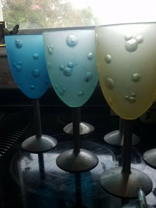 6 Walt Disney Store Mickey Mouse Plastic 14 Oz Wine Glass Goblets Metal Stem