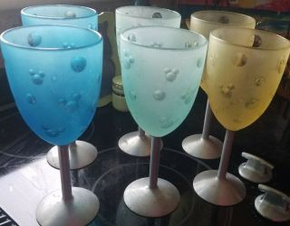 6 Walt Disney Store Mickey Mouse Plastic 14 oz Wine Glass Goblets Metal Stem 2