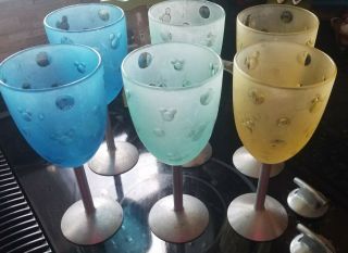 6 Walt Disney Store Mickey Mouse Plastic 14 oz Wine Glass Goblets Metal Stem 3