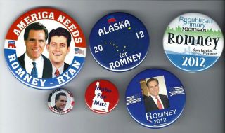 2012 Romney & Ryan Presidential Campaign Button Group - C