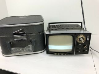 Vintage Sony Micro Television Sony 5 - 303w Micro Tv (1959) W/case And Accessories