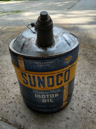Vintage Sunoco 5 Gallon Mercury Motor Oil Can Vintage Advertising