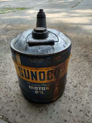 Vintage Sunoco 5 Gallon Mercury Motor Oil Can Vintage Advertising 3