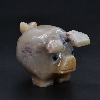 0.  8 " Stone Carving Pig Figurine Natural Marble Crystal Healing Gemstone Decor