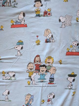 Vtg Peanuts Snoopy Bedding Duvet Cover Pillow Case Set Cotton Fabric 2 Sided