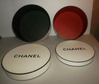 2 Chanel Vintage Round Gift Boxes Hat / Purse Box Great For Display