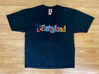 Vintage Mickey Inc Disneyland Character Letter T Shirt Black Large Made In Usa