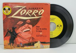 Zorro Disney Mickey Mouse Club Songs From Tv Series 45rpm 7 " Dbr 77 1958