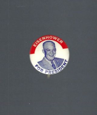 1952 Ike Eisenhower For President - R/w/b Picture Campaign Button