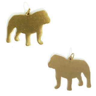 Two Brass American English Bull Dog Bulldog Charm Stamp Blanks Jewelry Findings