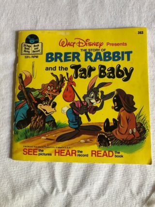 Racism 1977 Black Americana Walt Disney Brer Rabbit And Tar Baby Book 7” Record