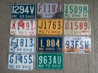 Vintage 1967 To 1978 Ohio Motorcycle License Plates,  2001 - 2004 Plate Mb