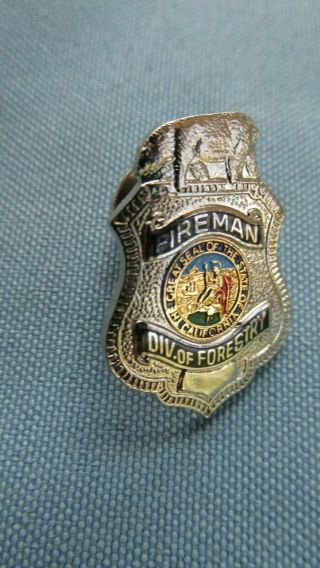 California Division Of Forestry Fireman Badge Enamel Pin - State Seal - Hal Mfg L.  A.