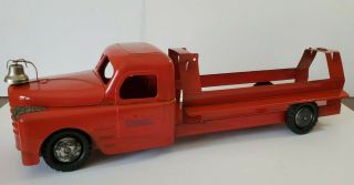 Structo 1940’s - 50’s Vintage Pressed Steel Fire Truck W Bell.  Vg