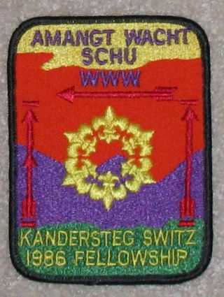 Vintage Bsa Uniform Patch Amangt Wacht Schu Www Kandersteg Switz 1986 Fellowship