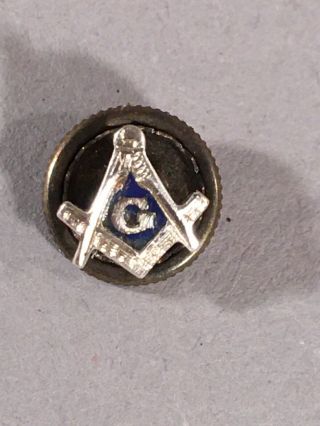 Vintage 14k White Gold Masonic Freemason Screw Back Lapel Pin