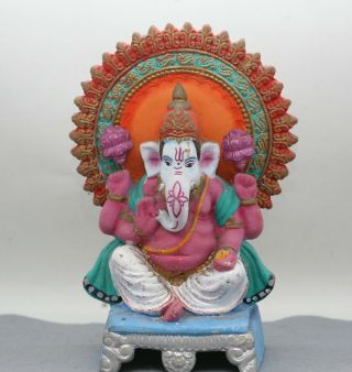 Colourful Handmade Hand Painted Indian Sculpture Of Ganesha God Of Wisdom