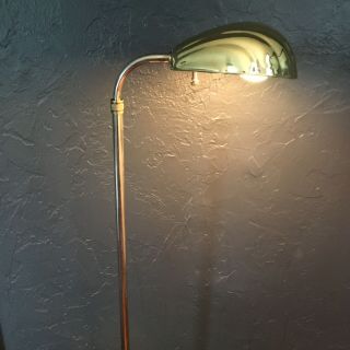 Vintage Adjustable Brass Clam Shell Floor Lamp Mcm Art Deco 38”