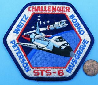 Nasa Patch Vtg Space Shuttle Challenger Sts - 6 - Lion Brothers - Bobko Weitz - 4 "