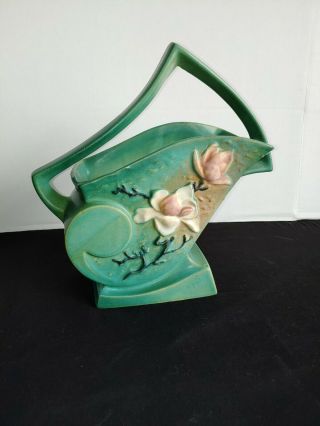 Vintage Roseville USA 386 - 12 Marked Magnolia Planter Vase - Art Pottery 3