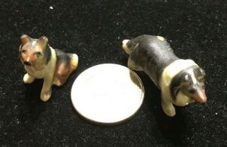 Vintage 2 Miniature Bone China Collie Dog Family Figurines Figures