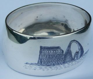 Fine Quality Antique Iraqi Solid Silver Niello Napkin Ring C1930; Zahroon