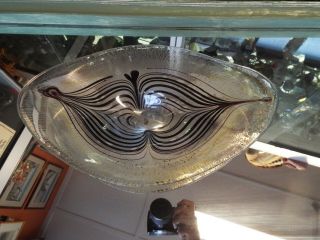 Vintage Modern Signed Murano Style Stretch Studio Art Glass Console Bowl