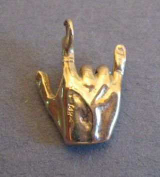 Vintage 14K Yellow Gold Charm - I Love You Hand Sign 2