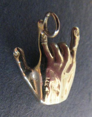 Vintage 14K Yellow Gold Charm - I Love You Hand Sign 3