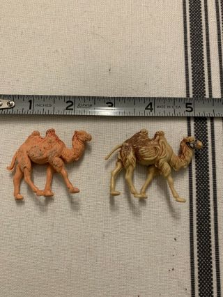 Vintage Set Of 2 Hong Kong Hard Plastic Camels For Toys Or Nativity Figures