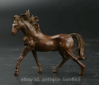70mm Curio Chinese Bronze Exquisite Animal Fengshui 12 Zodiac Year Horse Statue