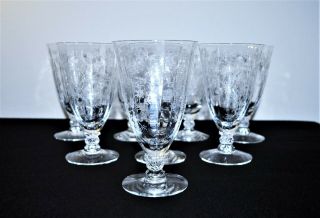 8 Vintage Fostoria Chintz Etched Crystal Ice Iced Tea Goblets Glasses