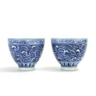 Chinese Antique Fine And Rare Blue And White Cups,  Xuande Mark,  Ming Dynasty