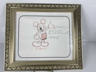 Disney Sketch Drawing Of Mickey Mouse Signed By Artist Paul Banwer
