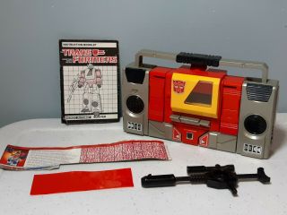Vintage 1984 Hasbro/ Takara Transformers G1 Blaster Complete W/booklet And Stats