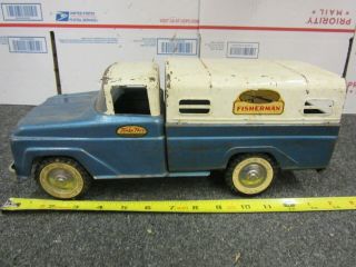 Vintage Tonka Toys Blue & White Fisherman Pickup Truck W/ Bed Cover