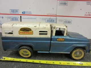 Vintage TONKA Toys Blue & White Fisherman Pickup Truck w/ Bed Cover 3