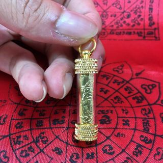 Takrut Buddha Gold Thai Amulet Talisman Magic Mantra Buddhist Protect Holy Mini