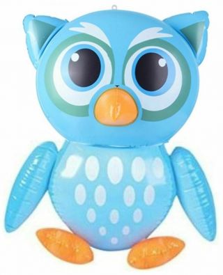 24 " Light Blue Owl With Green Eye Circle Inflatable Inflate Toy Party Decoration