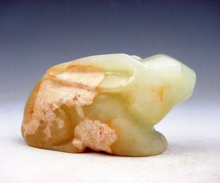 Old Nephrite Jade Hand Carved Sculpture Seated Long Ears Rabbit 11081706c