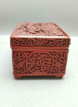 ANTIQUE 19TH CENTURY/ EARLY 1900 QING CHINESE CINNABAR BOX MARKED A/F 3