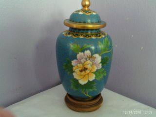 Fab Vintage Chinese Cloisonne On Brass Flowers Des Temple Ginger Jar/pot/vase