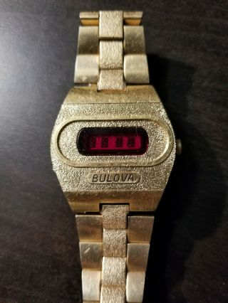 Vintage Bulova Accuquartz Gold Red Led Watch (see Details)