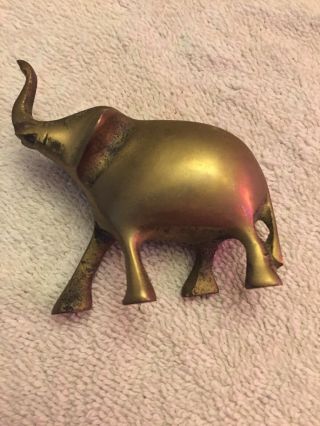 Brass Asian Elephant Figurine Raised Trunk
