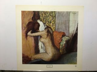 Edgar Degas After The Bath Fine Art Nude Female Vtg Print Never Framed 25x25