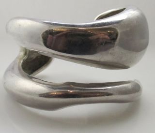 Wide Heavy Vintage Modernist Sterling Silver Cuff Bracelet Handmade